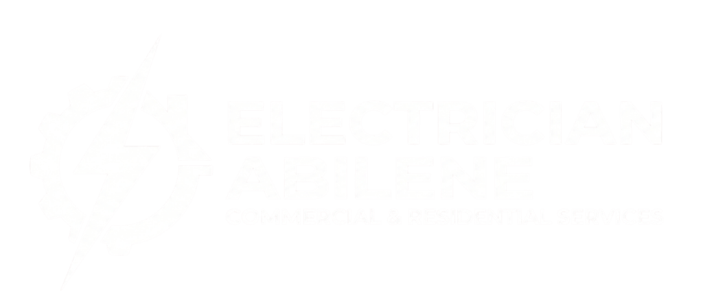 Logo for Electrician Abilene: gear and lightning bolt emblem with 'ELECTRICIAN ABILENE' and 'COMMERCIAL & RESIDENTIAL SERVICES' text on green background.